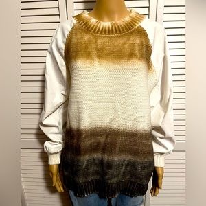 Pretty Davi & Dani size S off white brown long sleeve sweater NWT